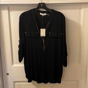 CK black 3/4 gold zip up shirt